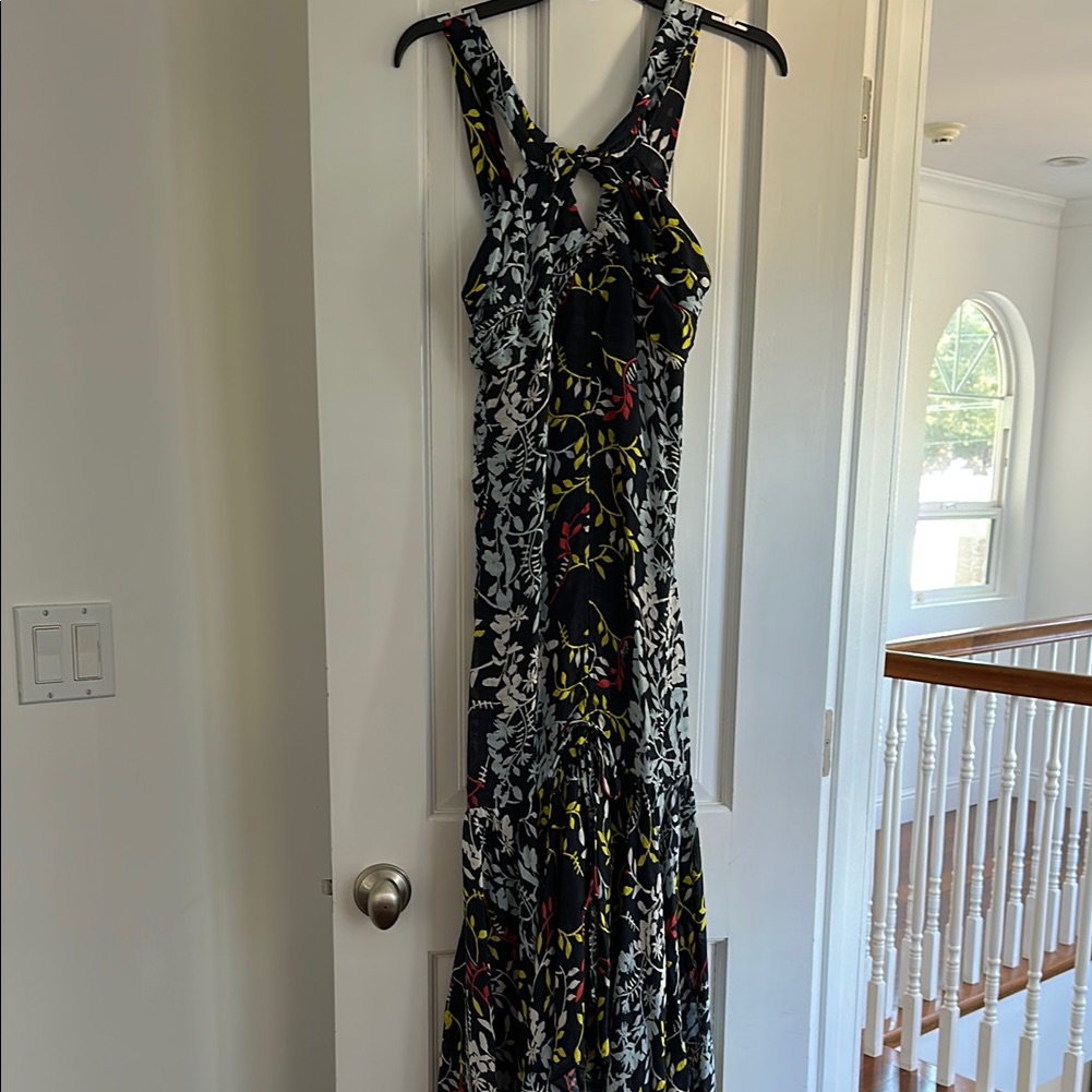 Tanya Taylor Black And Silver Sequin Halter Maxi Dress